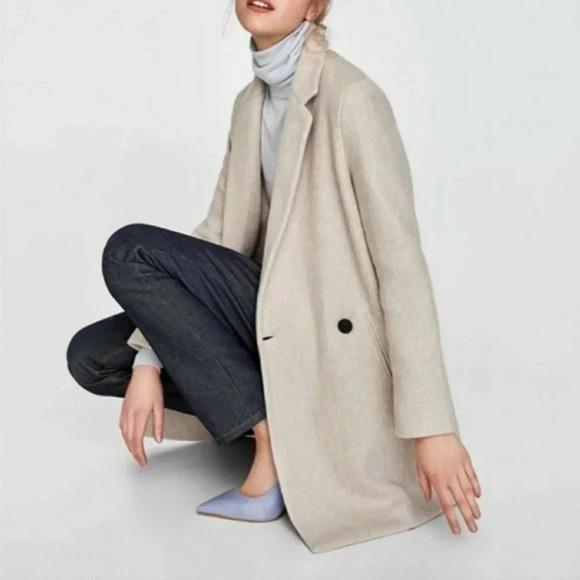 Zara Coat with lapel collar and long sleeves in dusty pink size XS - Picture 2 of 15